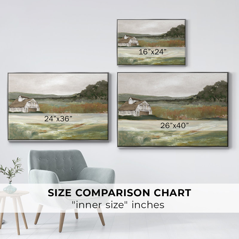 " Afternoon On The Farm ", 27" H x 41" W x 2" D, Silver Framed Canvas