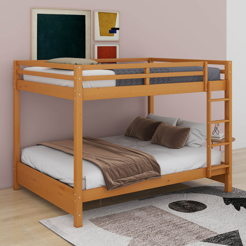 Queen Size Bunk Bed With Ladder, Wood