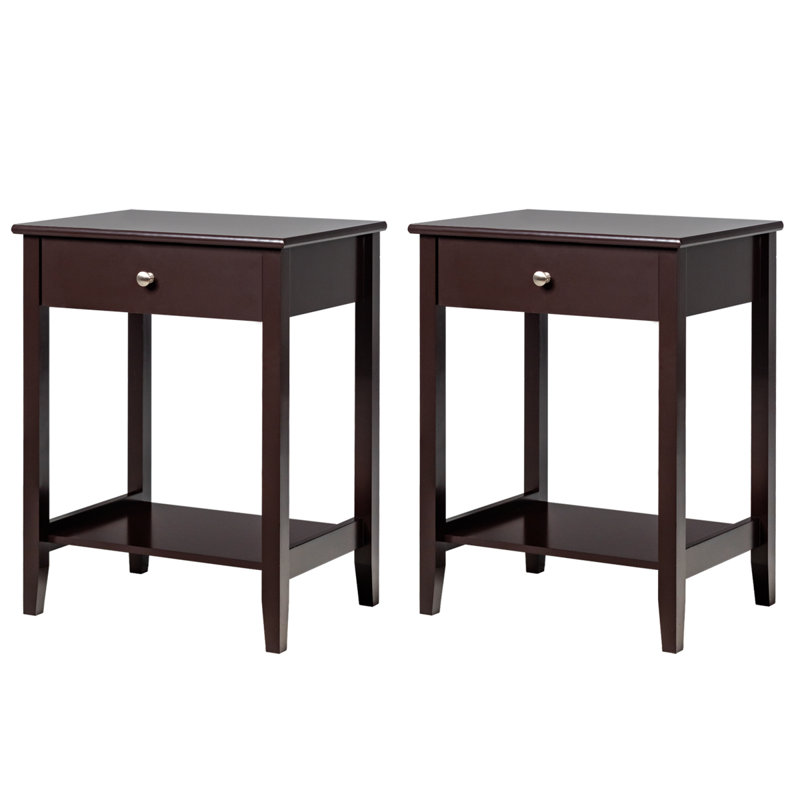 Losh 47cm W Manufactured Wood Bedside Table, Dark Brown