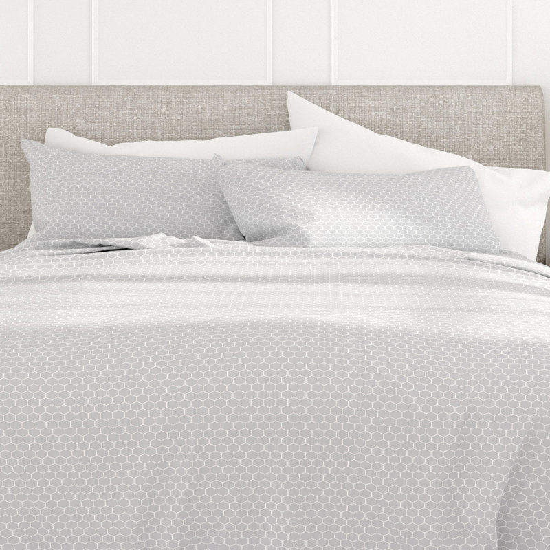 Gray Chevron King Microfiber Bedding Set with Pillow Covers