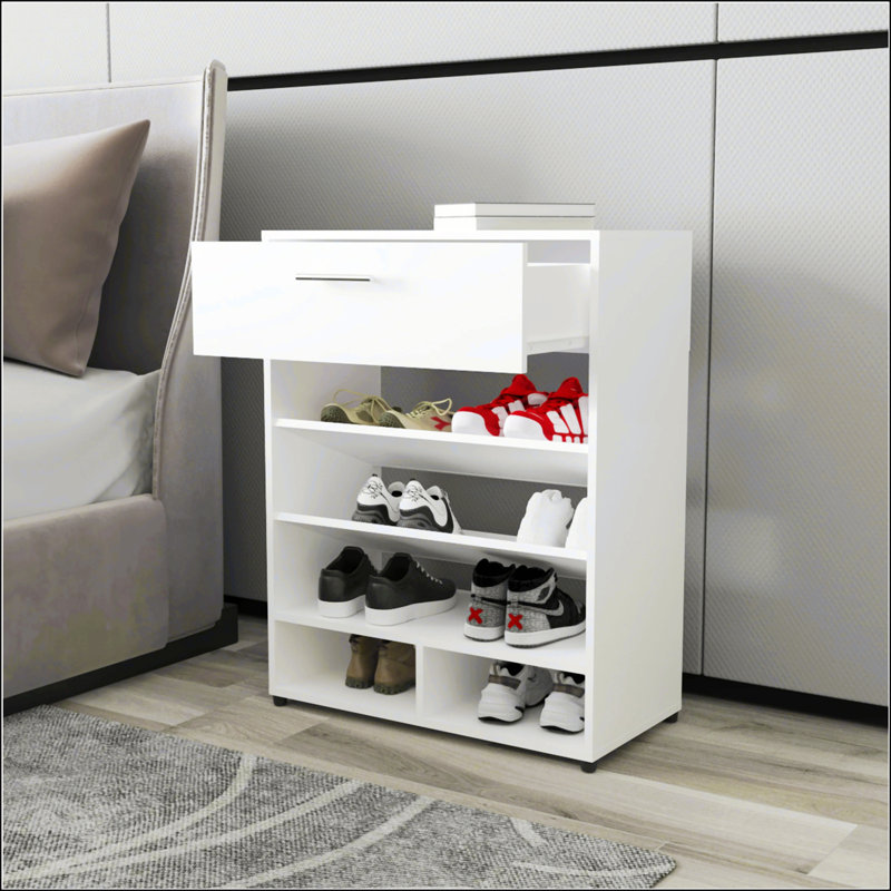 White Shoe Rack With 1-Drawer
