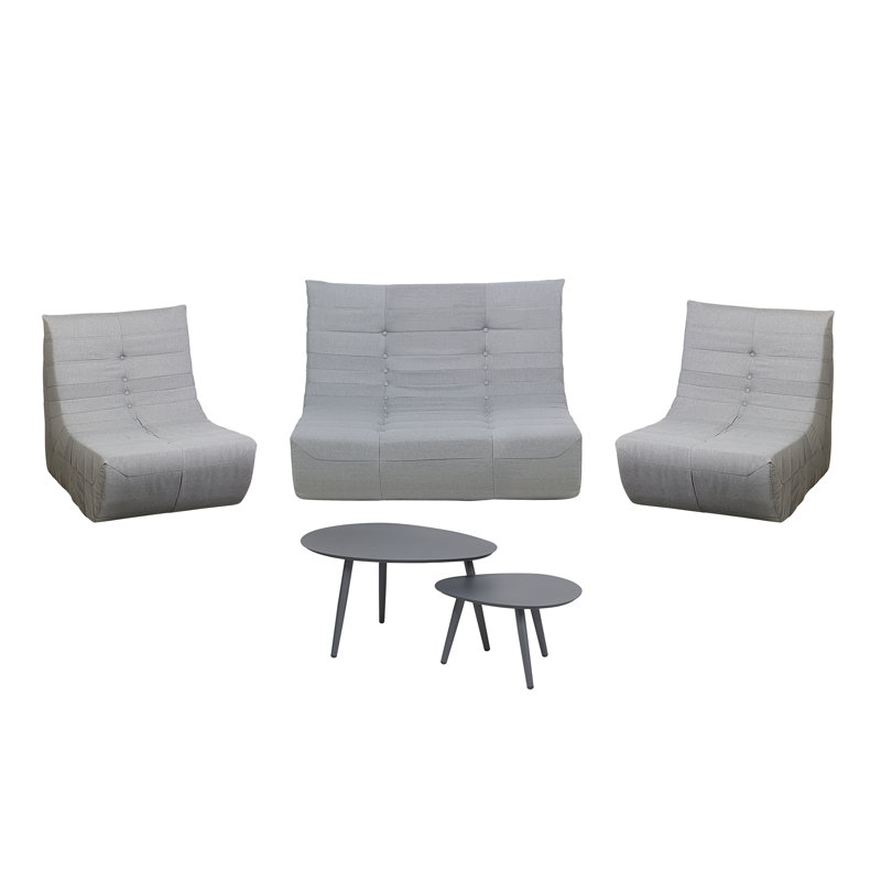 Ensemble de fauteuils et table de causeuse d'extérieur gris 5 pièces Deko Living
