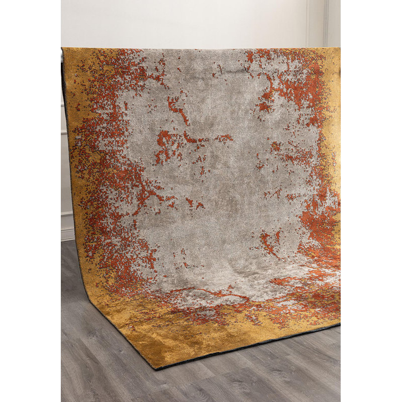 Rapture Abstract Area Rug in Beige, Rectangle 6'7" x 8'3"