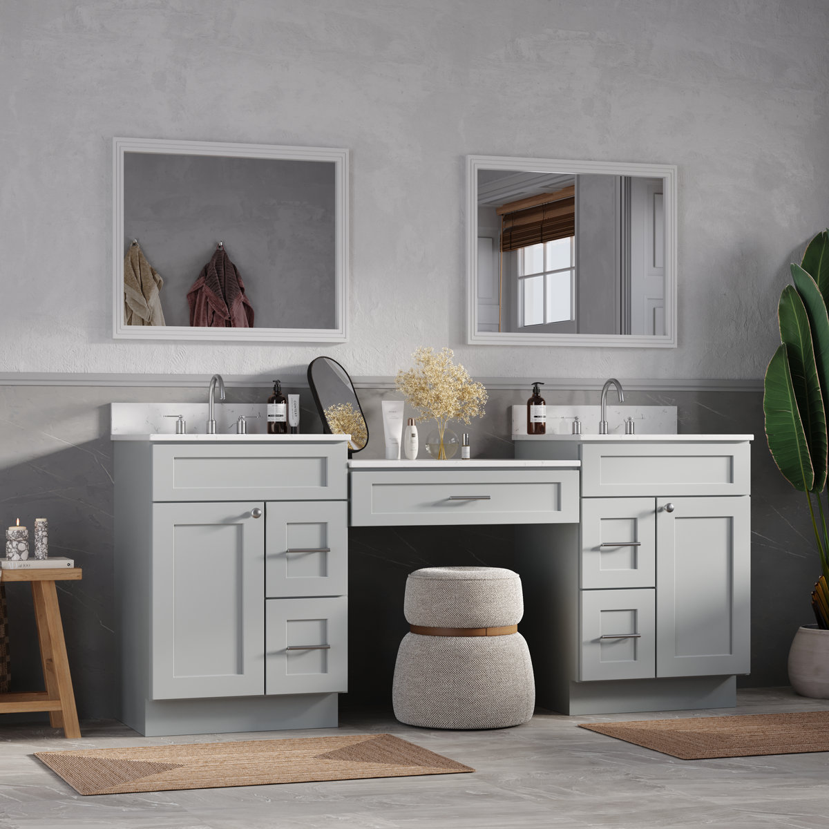 78'' Double Bathroom Vanity With Carrara Quartz Top