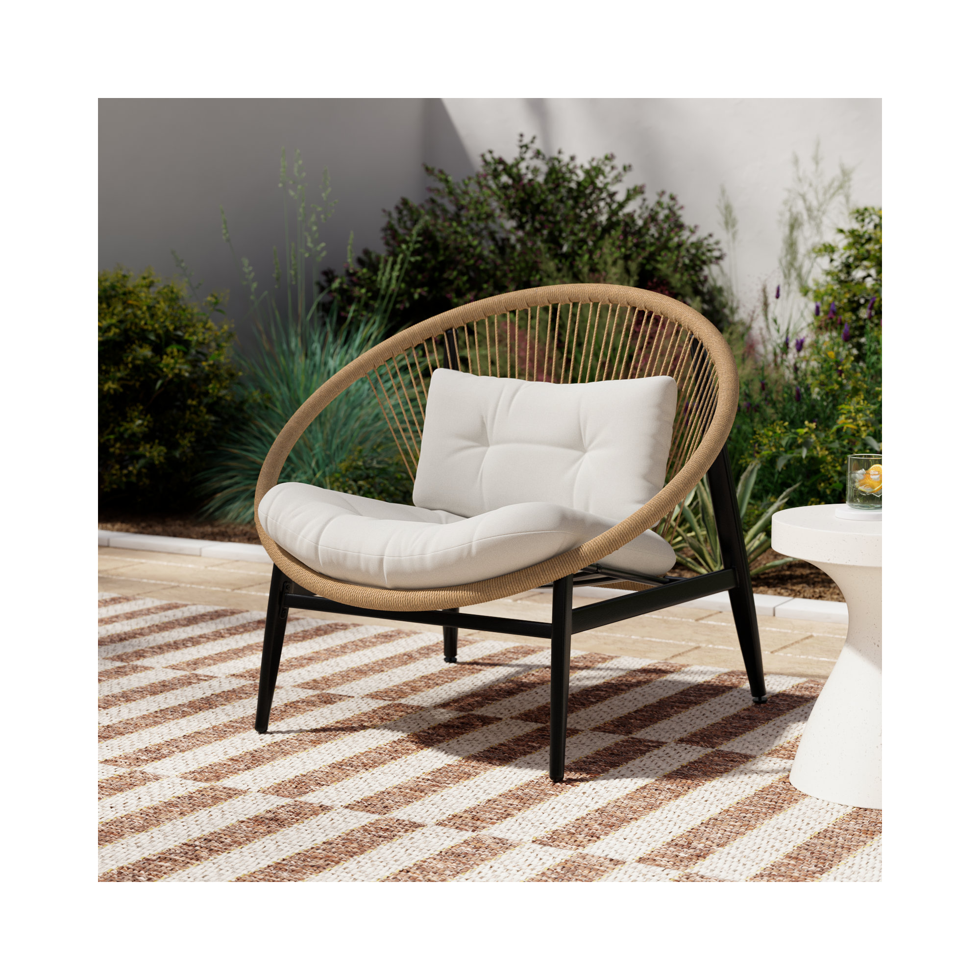 Elinor Steel Outdoor Lounge Chair,Cushions Included