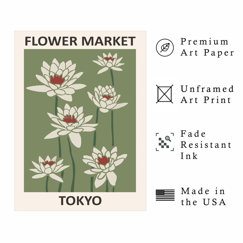 «Floral Flower Market», reproduction d'art moderne sans cadre, H 16 po x l 12 po