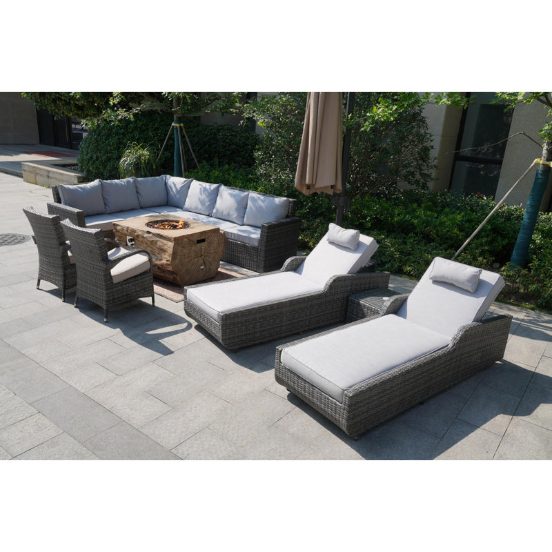 10 - Person Patio Conversation Set with Cushions, Gray