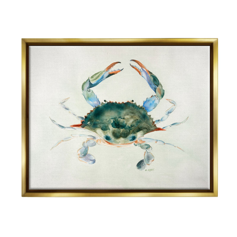 «Blue Sea Crab Over Beige Soft Watercolors», art mural par Melissa Hyatt LLC, H 25 po x l 31 po x P 1,7 po