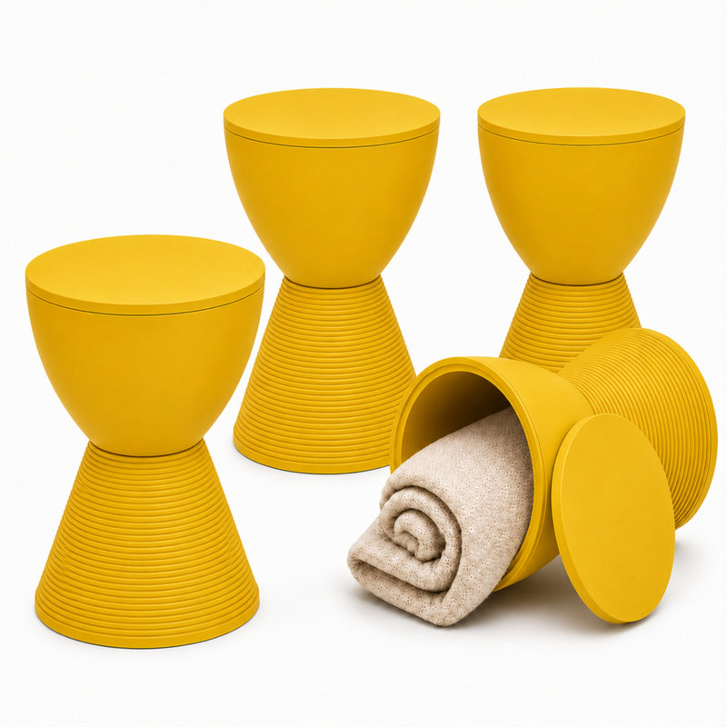 Table de bout tambour en sablier Durant Durant, Jaune, Set of 4