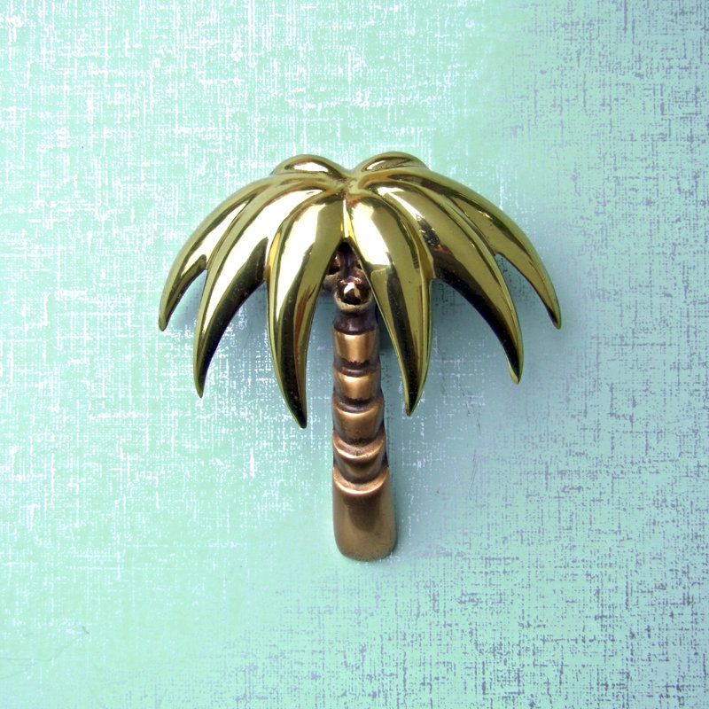 Heurtoir de porte Palmier, Laiton / Bronze