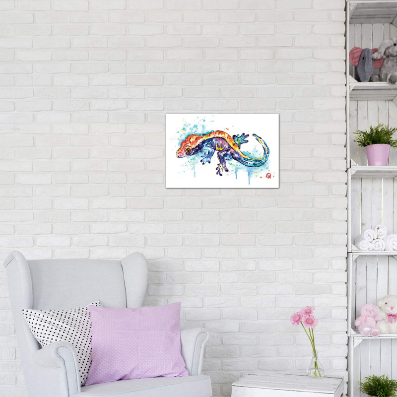 «Gecko» par Lisa Whitehouse - impression d'art graphique, H 26 po x l 40 po x 1,5 po, Toile tendue, Pas de tapis