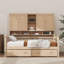Lit de jour simple en bois avec tête de lit bibliothèque et tiroirs de rangement sous le lit