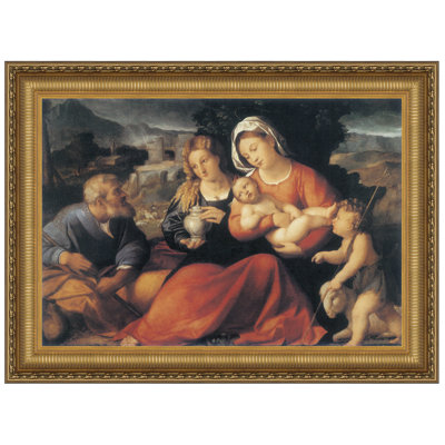 "Sainte famille avec les jeunes", "Saint John and Mary Magdalene", 1490 par Palma Vecchio (Jacopo Negretti), reproduction d'art encadrée