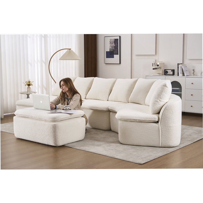 Canapé modulaire en forme de U de 133 po, configuration flexible pour les grands espaces de vie., Milk White