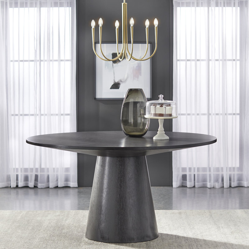 Table de salle à manger Boudot, Noir ébène, H 30,75 po x L 59,1 po x l 59,1 po