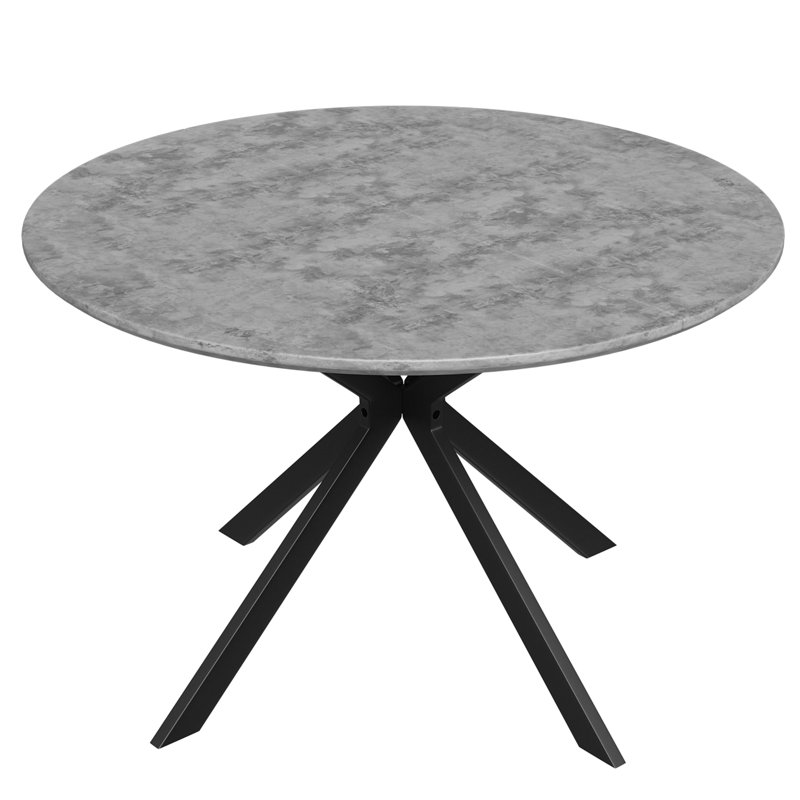 46.5" Wood Round Dining Table, Gray, Black