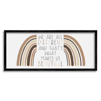 " Different Is Beautiful Motivational Quote Neutral Tone Rainbow " by Lux + Me Designs