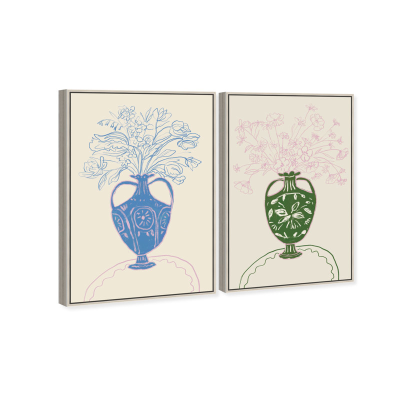 Flower Sutdio Set Set by Oliver Gal, Silver Floater Frame, 17"H x 25"W