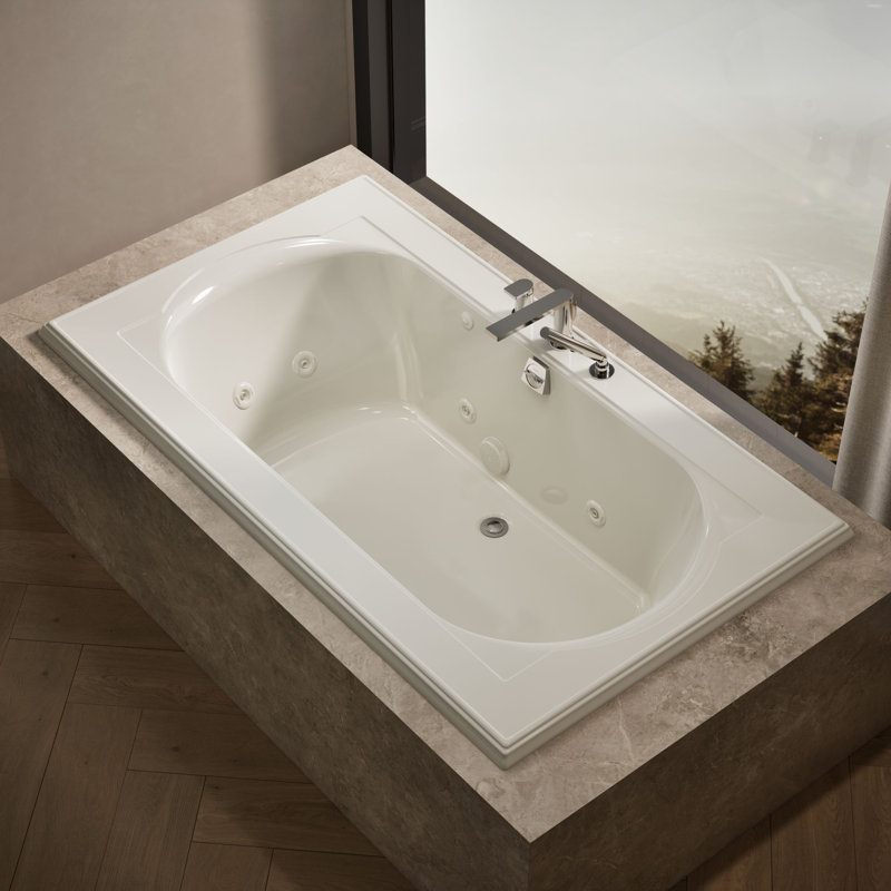 Memoirs 72-In x 42-In Whirlpool Bath, Drop-in with Center Rear Drain, Biscuit