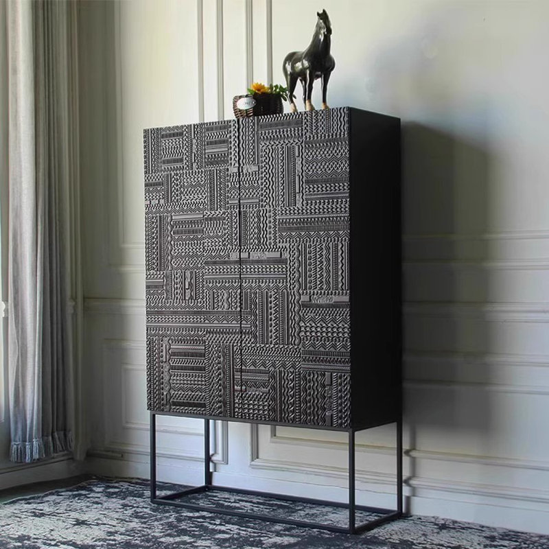 Hand-Carved Simple Accent Cabinet Accent Cabinet