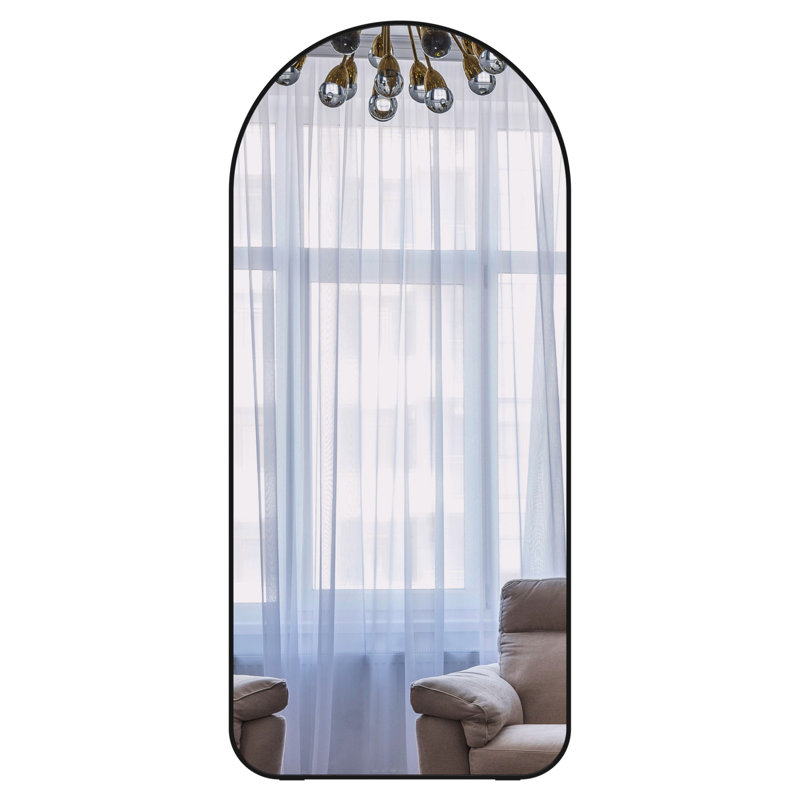 67*40 Inch Full-Length Mirror, Square Large Hanging Mirror, Oversized Floor Mirror For Bedroom, Large Dressing Mirror For Living Room, Metal Frame, With Wheels, Movable Mirror, Black Color