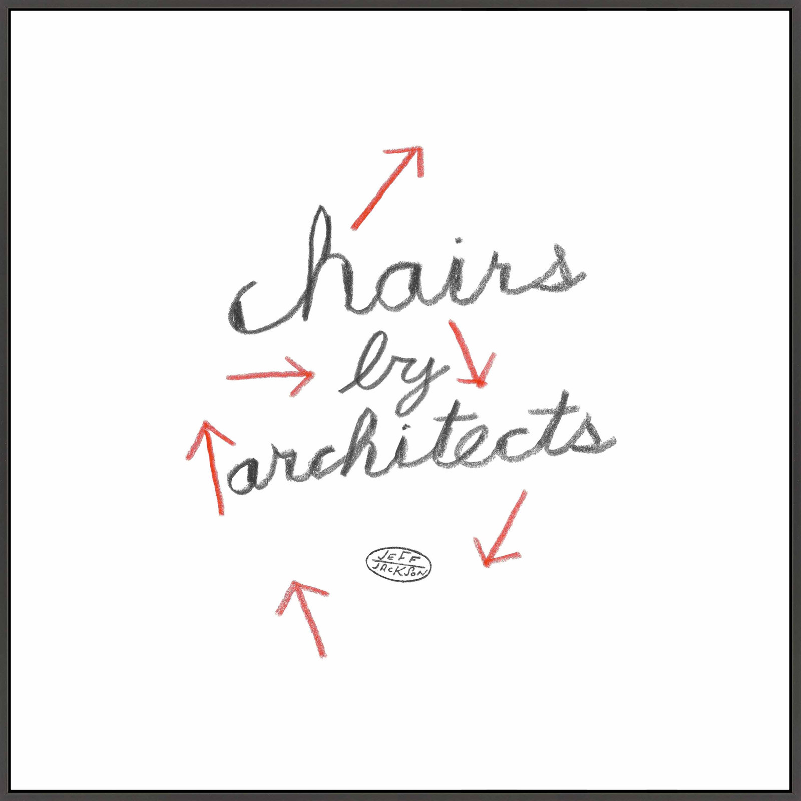 Alvord "Chairs by Architects" Print, Black Single Structure Framed Canvas, 24" H x 24" W x 1.25" D