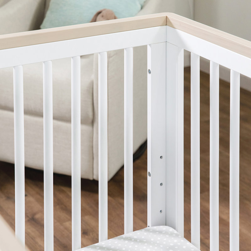 Scoot 3-in-1 Convertible Crib, White/Washed Natural