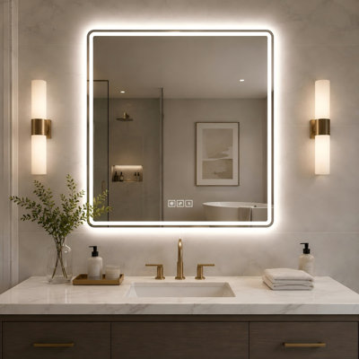 Dimmable LED Wall & Accent Mirrors, 36 in Glass Modern Bathroom Vanity