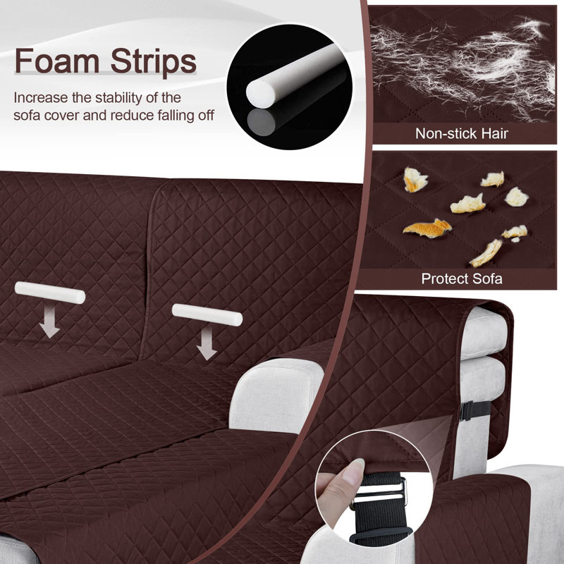 Housse pour canapé à coussins carrés Sharilynn, H 0,2 po x l 78,7 po x P 50 po, Microfibre / microsuède café