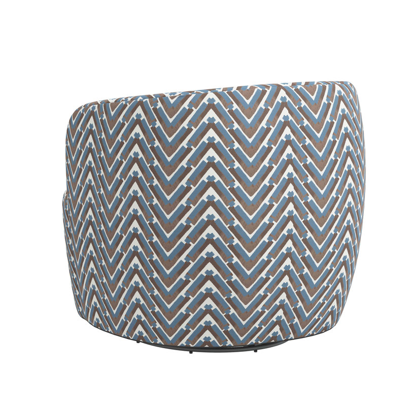 Maya Swivel Chair In Boucle, Stroke Ocean Chevron