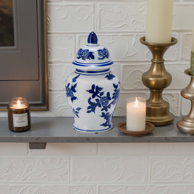Gherghina Chinoiserie Blue & White Ceramic Lidded Jar