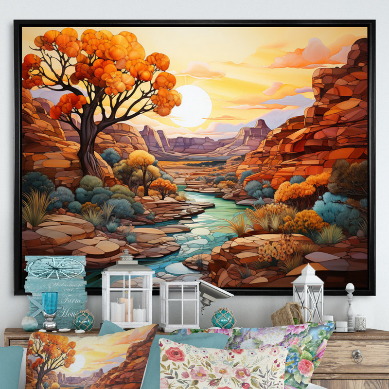 «Bold Landscape Canyon Desert I», reproduction d'art sur toile, 24" H x 32" W, Cadre flottant noir