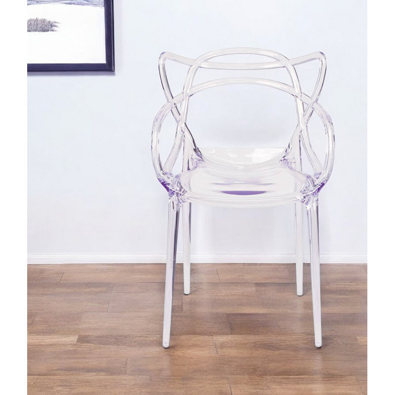 Clear Acrylic Open Back Dining Arm Chair, Clear
