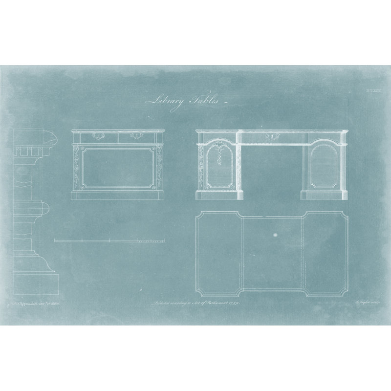 Library Tables by Thomas Chippendale - Wrapped Canvas Painting, 30cm H x 46cm W x 3.8cm D