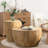 21.06-inch Retro Barrel-shaped Coffee Table: Natural Wood Grain + Barrel-shaped Design, Infusing A Retro Charm Into The Office/dining Room/living Room
