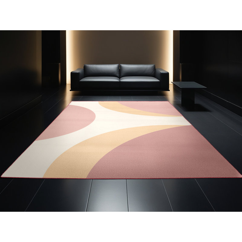Soft Plush Fannin Easter Modern & Contemporary Abstract Area Rug in Beige – Rose Binding, 2x4