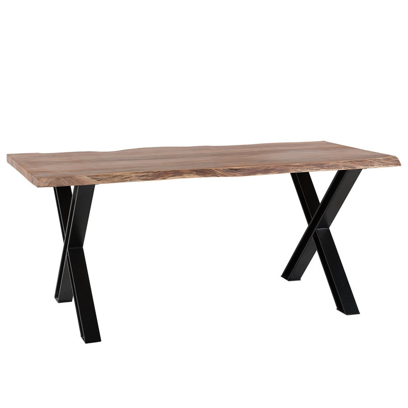 Carlita Acacia Solid Wood Top Metal Base Dining Table, H78 x L200 x W102cm