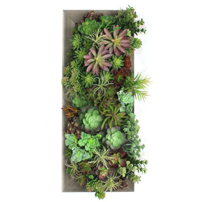 Faux Succulent Plant in Wood Freestanding