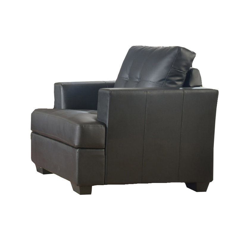 Chaise longue capitonnée 36 po, Similicuir noir