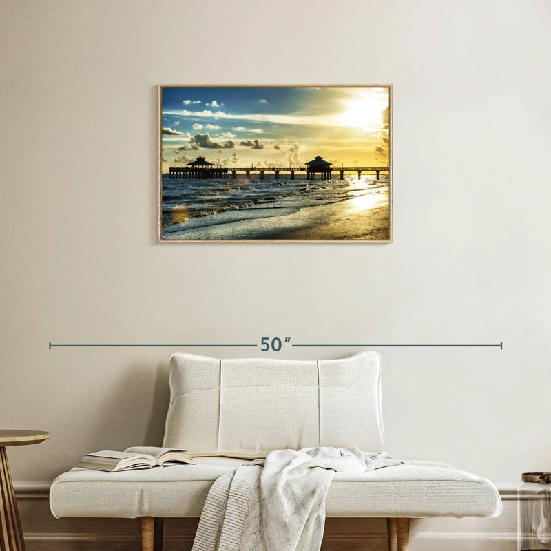 Fort Myers Pier, Cadre flottant en bois naturel, 46 po x 31 po