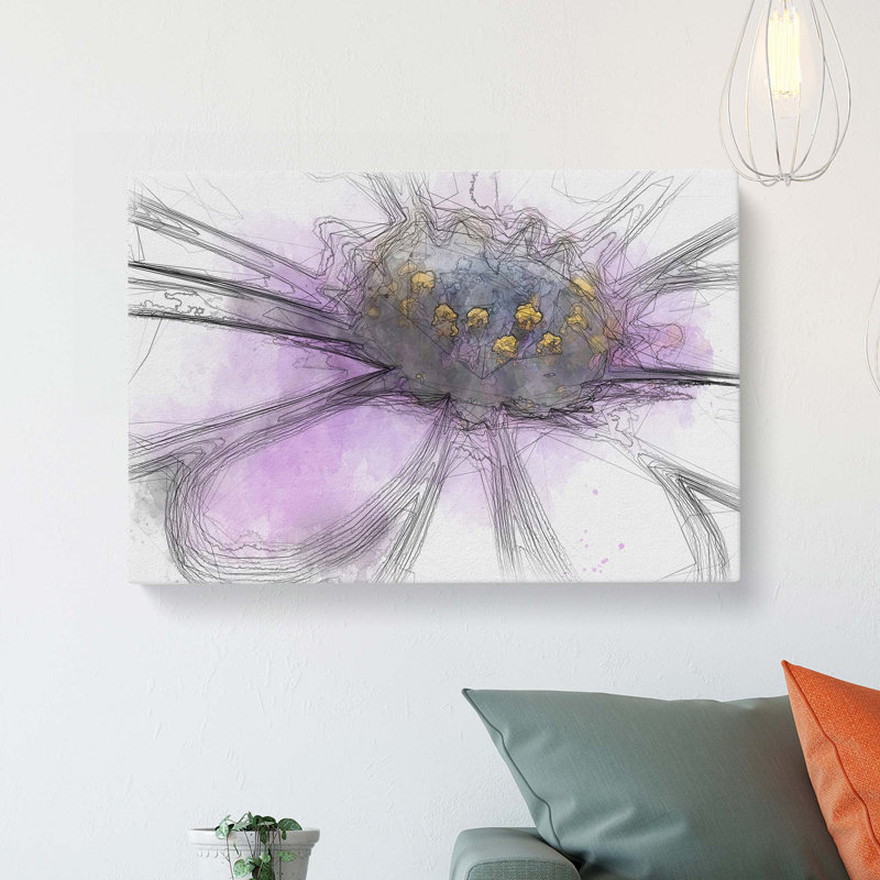 Pollen Of A Purple Gerbera Flower In Abstract - Wrapped Canvas, 40cm H x 60cm W x 3cm D