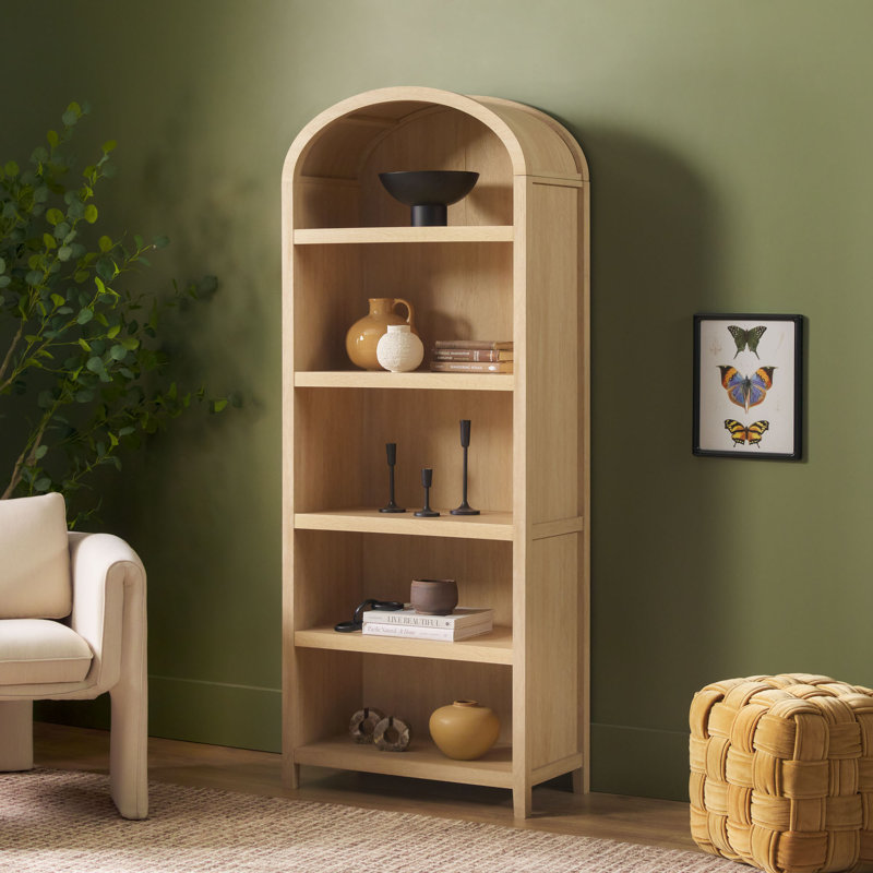 Sitarski 76" H x 30" W Curved Arch 5-Shelf Bookcase - Thumbnail 2