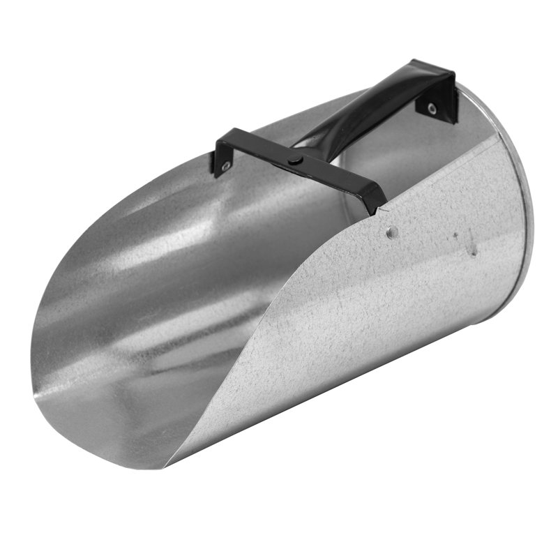 FARM-TUFF Galvanized Metal Poultry Feed Scoop with Enclosed Handle, 6qt Capacity, 1 Gallon