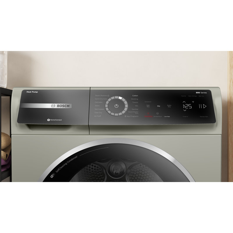 Bosch 800 Series Compact Electric Ventless Dryer With Heat Pump 24 Inch in Pearl Steel
