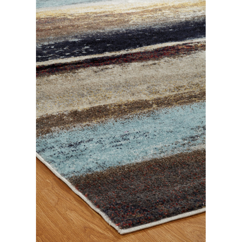 Zakrzewski Abstract Area Rug in Blue, Rectangle 2' x 3'