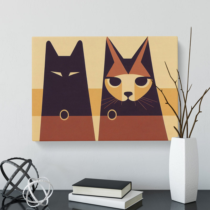 Two Abstract Cats Vol.6 - Wrapped Canvas, 40cm H x 60cm W x 3cm D