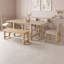 Ensemble de salle à manger extensible 6 pièces avec table rectangulaire, 2 rallonges amovibles, 4 chaises rembourrées et banc-1969718995