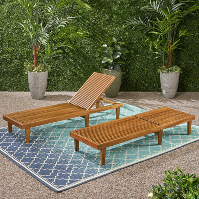 Cadain Outdoor Acacia Wood Chaise Lounge Set