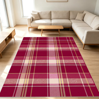 Tapis à motif écossais 1 pièce pour le salon, doux et confortable, convient à toutes les saisons, facile à entretenir, tapis de sol intérieur lavable à la machine, sous la ferme pour la chambre à coucher, la cuisine, la salle à manger, le couloir, le patio, la décoration intérieure, la décoration extérieure .