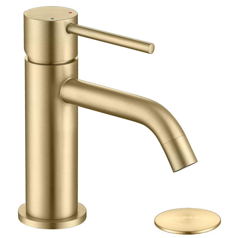 Single-handle Bathroom Faucet with Drain Assembly, Brushed Gold